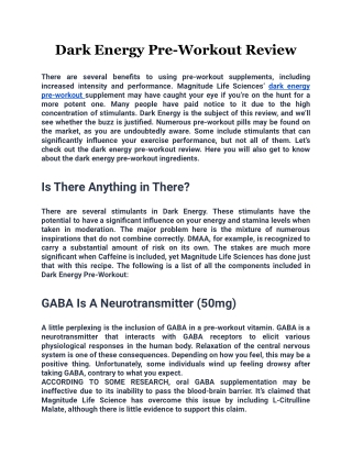 Dark Energy Pre-Workout Review