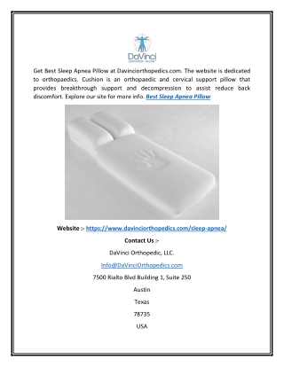 Best Sleep Apnea Pillow Davinciorthopedics