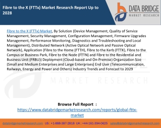 Fibre to the X (FTTx) Market Research Report Up to 2028