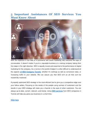 5 Important Assistances Of SEO Services You Must Know About PDF
