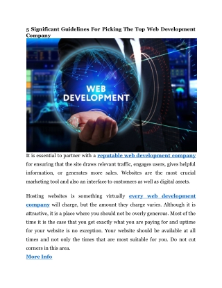 5 Significant Guidelines For Picking The Top Web Development Company PDF
