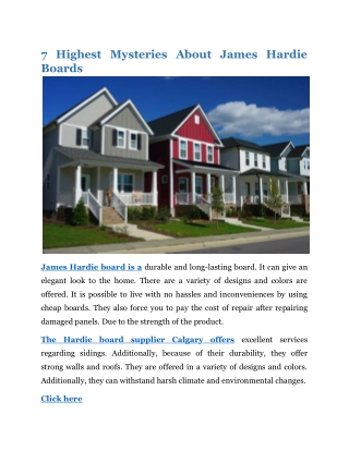 7 Highest Mysteries About James Hardie Boards PDF