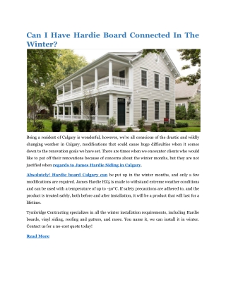 Can I Have Hardie Board Connected In The Winter PDF