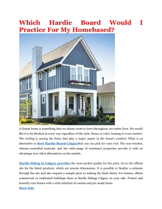 Which Hardie Board Would I Practice For My Homebased PDF
