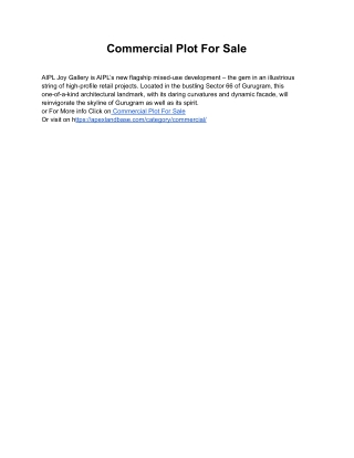 Commercial Plot For Sale