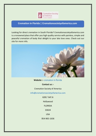 Cremation in Florida  Cremationsocietyofamerica.com 