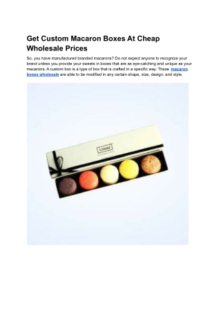 Get Custom Macaron Boxes At Cheap Wholesale Prices