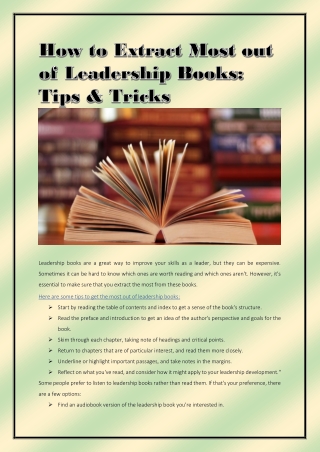 How to Extract Most out of Leadership Books: Tips & Tricks