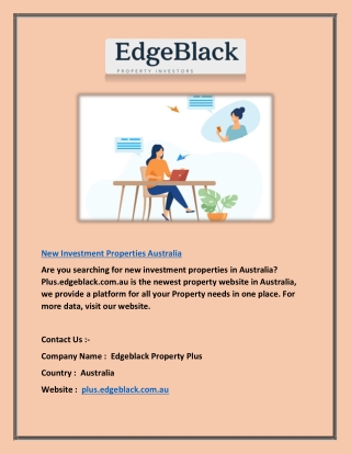 New Investment Properties Australia | Plus.edgeblack.com.au