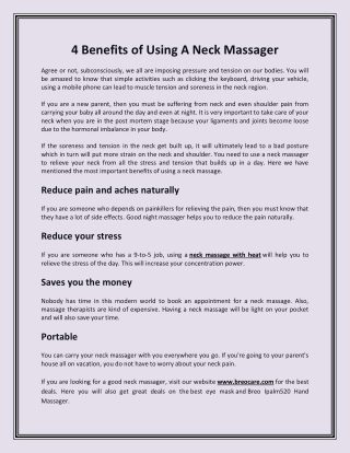 4 Benefits of Using A Neck Massager