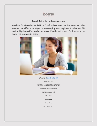 French Tutor Hk  Imlanguages