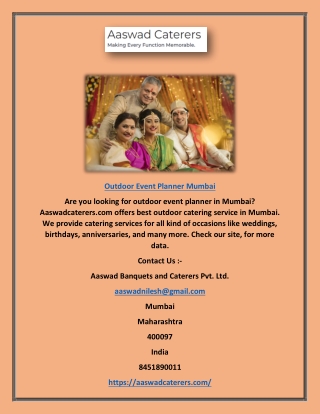 Outdoor Event Planner Mumbai | Aaswadcaterers.com