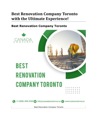 Best Renovation Company Toronto with the Ultimate Experience