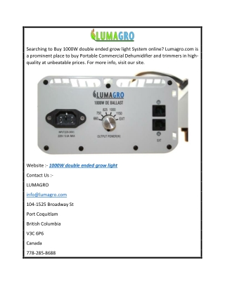 1000W double ended grow light  Lumagro.com