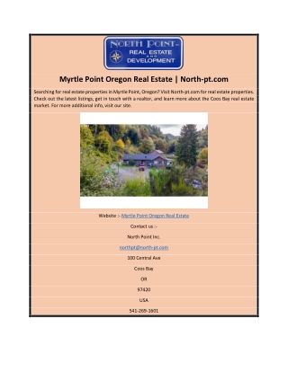 Myrtle Point Oregon Real Estate | North-pt.com