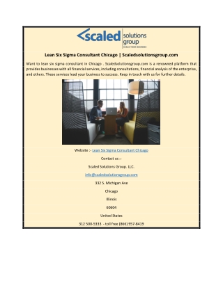 Lean Six Sigma Consultant Chicago | Scaledsolutionsgroup.com
