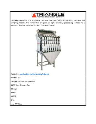 Triangle Combination Weighers and Weighing Manufacturers