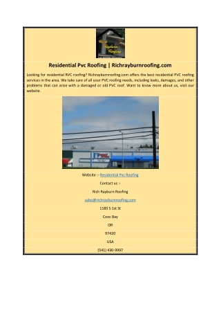 Residential Pvc Roofing | Richrayburnroofing.com