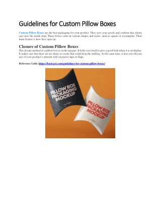 Guidelines for Custom Pillow Boxes