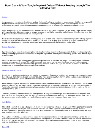 Don't Spend Your Hard-Earned Cash Without Reading The Following Tips!