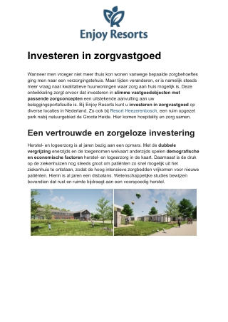 Investeren in zorgvastgoed