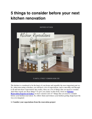 5 things to consider before your next kitchen renovation