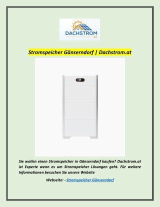 Stromspeicher Gänserndorf | Dachstrom.at