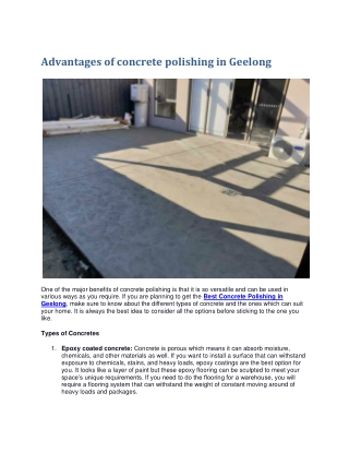 Advantages of concrete polishing in Geelong