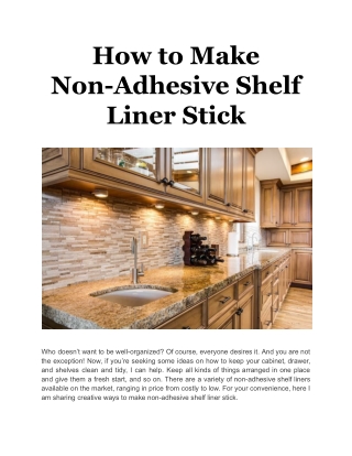 How to Make Non-Adhesive Shelf Liner Stick