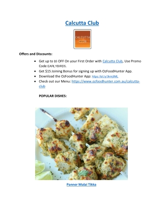 5% off - Calcutta Club Indian Williamstown Menu, VIC