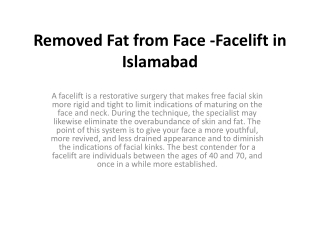 Facelift in Islamabad