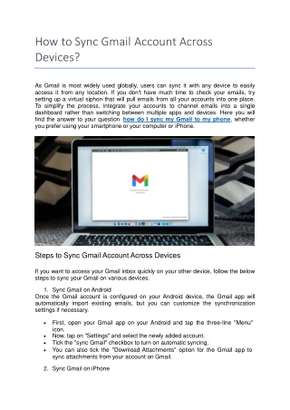 How to Sync Gmail Account Across Devices
