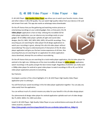 CL 4K UHD Video Player - Video Player  – App