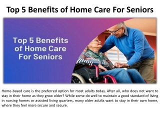 Senior Home Care's Top 5 Advantages