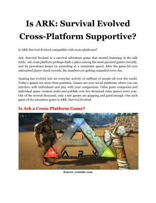 Is ARK_ Survival Evolved Cross-Platform Supportive_