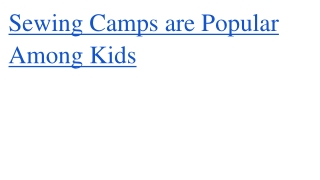 Sewing Camps are Popular Among Kids