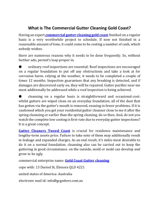 What is The Commercial Gutter Cleaning Gold Coast?