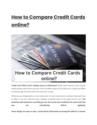 How to Compare Credit Cards online