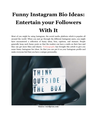 Funny Instagram Bio Ideas_ Entertain your Followers With It