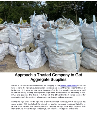 Approach a Trusted Company to Get Aggregate Supplies