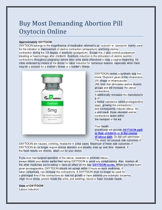 Buy Most Demanding Abortion Pill Oxytocin Online