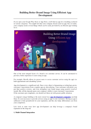 Building Better Brand Image Using Efficient App Development