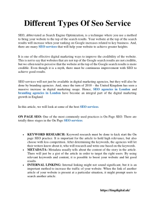 Different Types Of Seo Service