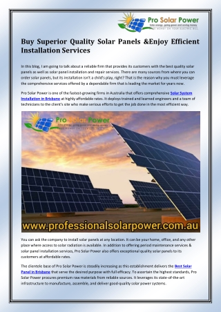 Best Solar Panel in Brisbane