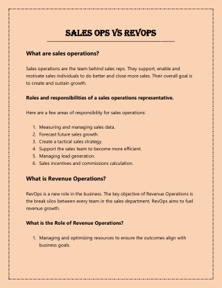 Sales Ops vs RevOps