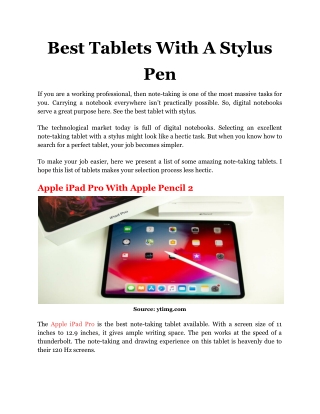 Best Tablets With A Stylus Pen