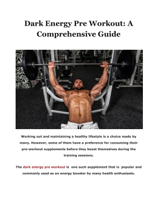 Dark Energy Pre Workout: A Comprehensive Guide