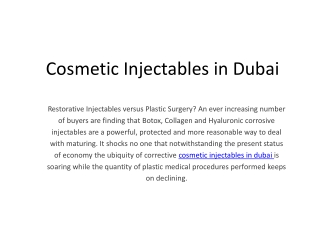 Cosmetic Injectables in dubai
