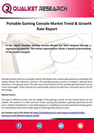 Global Portable Gaming Console Market Growth Analysis, Segmentation by Type