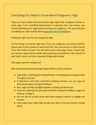 Everything You Need to Know About Pregnancy Yoga